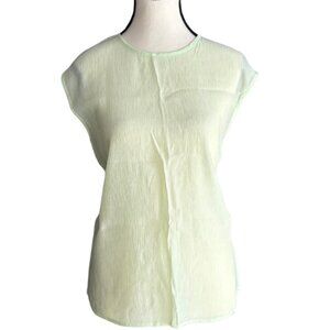 MANGO PASTEL APPLE GREEN TEXTURED LYOCELL BLEND TOP, SZ. M